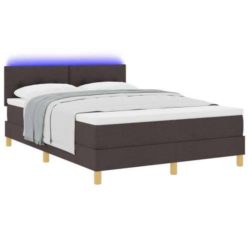 Box Spring krevet s madracem & LED tamnosmeđi 140x190 cm tkanina Cijena