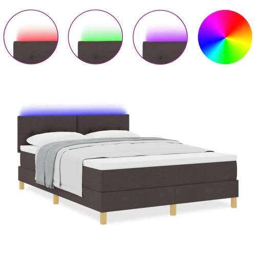 Box Spring krevet s madracem & LED tamnosmeđi 140x190 cm tkanina Cijena