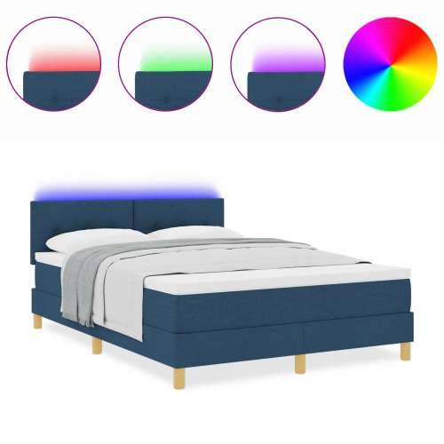 Krevet s kutijom s madracem & LED plavi 140x200 cm od tkanine Cijena