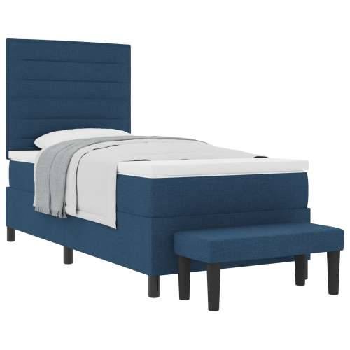 Box Spring Krevet s Madracem i Klupom Plavi 90x200 cm Tkanina Cijena