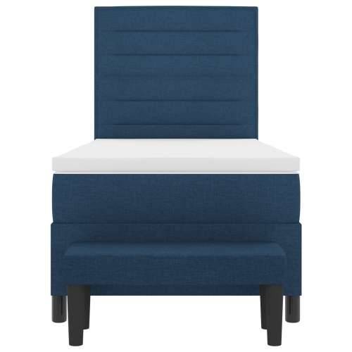 Box Spring Krevet s Madracem i Klupom Plavi 90x200 cm Tkanina Cijena
