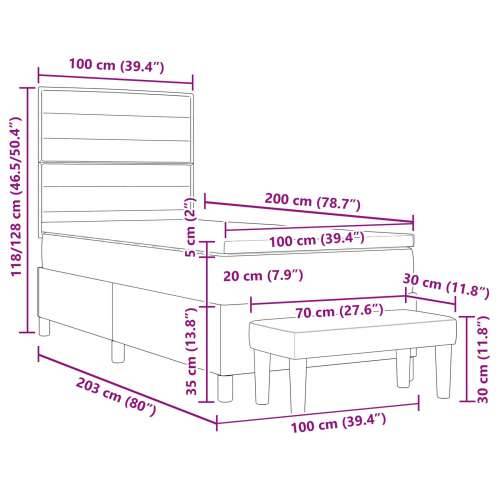 Krevet sa kutijom s madracem i klupom svijetlosivi 100x200 cm Cijena