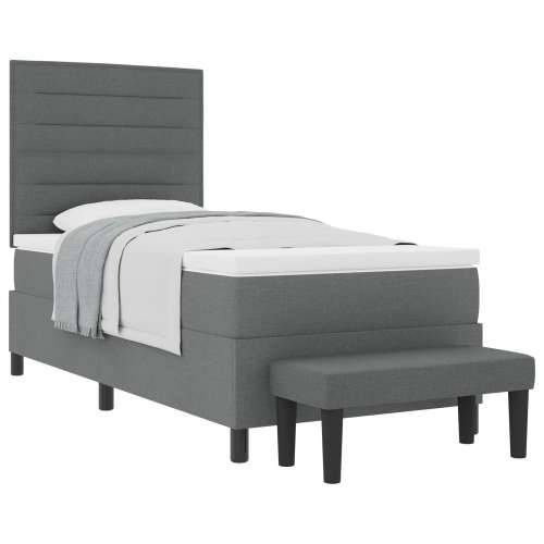 Box Spring Krevet s madracem i klupom Tamno siva 100x200 cm Tkanina Cijena