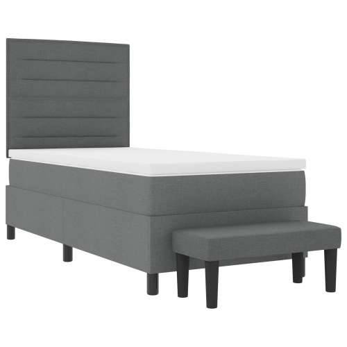 Box Spring Krevet s madracem i klupom Tamno siva 100x200 cm Tkanina Cijena