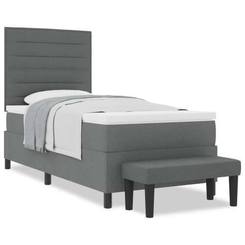 Box Spring Krevet s madracem i klupom Tamno siva 100x200 cm Tkanina Cijena