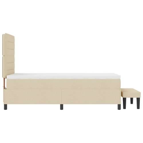 krevet s podlogom s madracem i klupom krem 100x200 cm tkanina Cijena