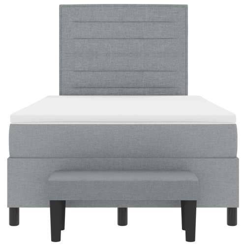 Box Spring Krevet s Madracem & Klupe Svjetlosiva 120x200 cm Tkanina Cijena