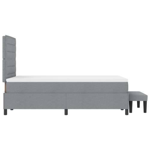 Box Spring Krevet s Madracem & Klupe Svjetlosiva 120x200 cm Tkanina Cijena