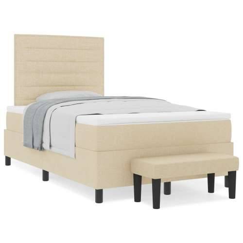 Krevet s boxspringom s madracem i klupom krem 120x200 cm tkanina Cijena
