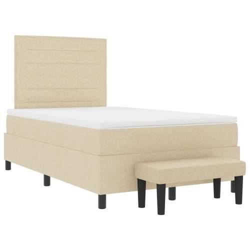 Krevet s boxspringom s madracem i klupom krem 120x200 cm tkanina Cijena