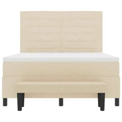 Box Spring Krevet s Madracem & Klupom Krem 140x190 cm Tkanina Cijena