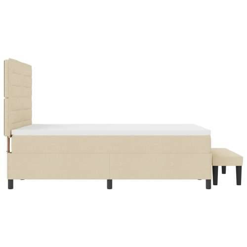 Box Spring Krevet s Madracem & Klupom Krem 140x190 cm Tkanina Cijena
