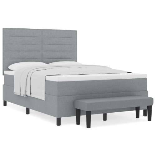 Box Spring Krevet s Madracem i Klupicom Svijetlo Siva 140x200 cm Tkanina Cijena