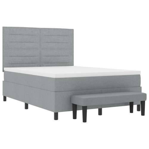 Box Spring Krevet s Madracem i Klupicom Svijetlo Siva 140x200 cm Tkanina Cijena