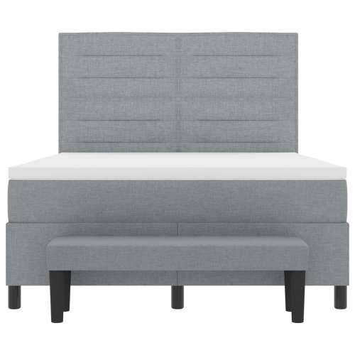 Box Spring Krevet s Madracem i Klupicom Svijetlo Siva 140x200 cm Tkanina Cijena