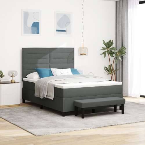 Box Spring Krevet s Madracem & Klupom Tamno Sivi 140x200 cm Tkanina Cijena