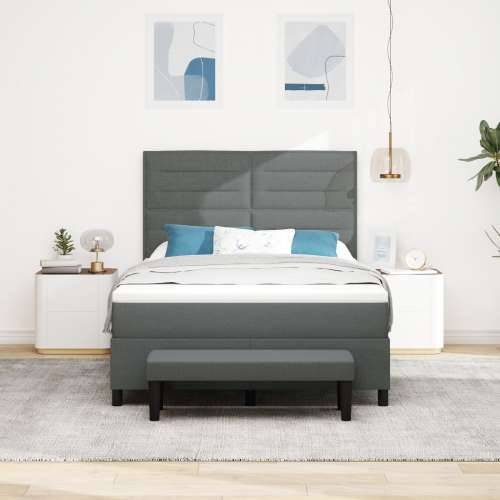 Box Spring Krevet s Madracem & Klupom Tamno Sivi 140x200 cm Tkanina Cijena