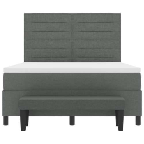 Box Spring Krevet s Madracem & Klupom Tamno Sivi 140x200 cm Tkanina Cijena