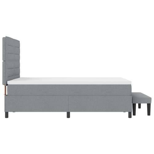 Krevet s box springom s madracem i klupicom svijetlo sive boje 160x200 cm Tkanina Cijena