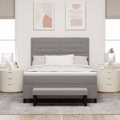 Krevet s oprugama s madracem i klupom taupe 160x200 cm Tkanina Cijena