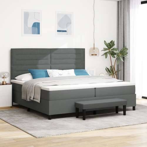 Box Spring Krevet s Madracem i Klupom Tamno Siva 200x200 cm Tkanina Cijena
