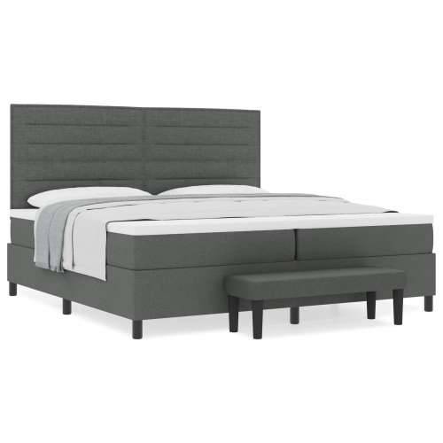 Box Spring Krevet s Madracem i Klupom Tamno Siva 200x200 cm Tkanina Cijena
