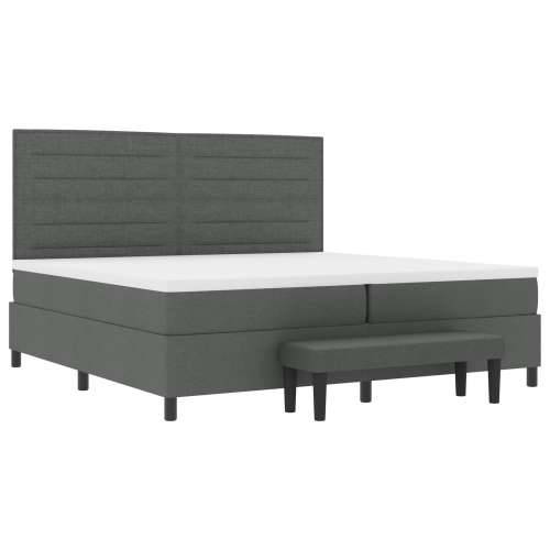 Box Spring Krevet s Madracem i Klupom Tamno Siva 200x200 cm Tkanina Cijena