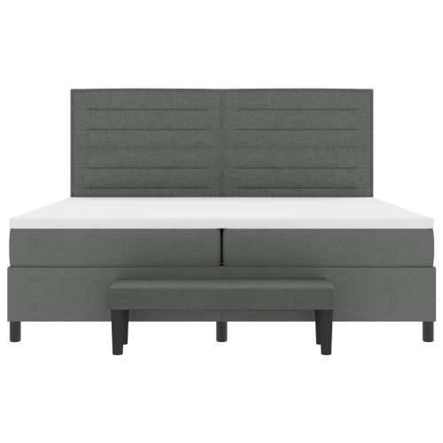 Box Spring Krevet s Madracem i Klupom Tamno Siva 200x200 cm Tkanina Cijena