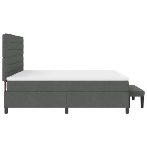 Box Spring Krevet s Madracem i Klupom Tamno Siva 200x200 cm Tkanina Cijena