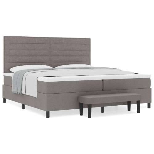 Box Spring Krevet s Madracem i Klupom Taupe 200x200 cm Tkanina Cijena