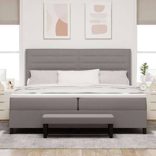 Box Spring Krevet s Madracem i Klupom Taupe 200x200 cm Tkanina Cijena