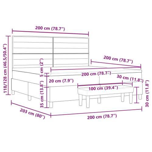 Box Spring Krevet s Madracem i Klupom Taupe 200x200 cm Tkanina Cijena
