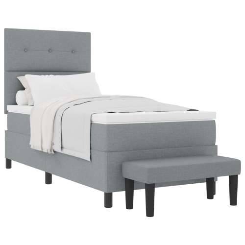 Box Spring Krevet s Madracem i Klupom Svijetlosivi 90x200 cm Tkanina Cijena