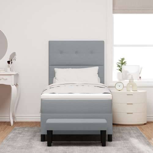 Box Spring Krevet s Madracem i Klupom Svijetlosivi 90x200 cm Tkanina Cijena