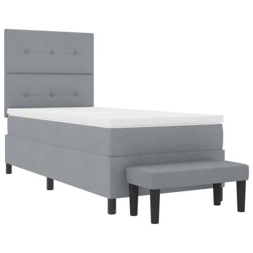 Box Spring Krevet s Madracem i Klupom Svijetlosivi 90x200 cm Tkanina Cijena