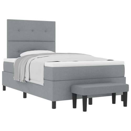 Box Spring Krevet s Madracem i Klupicom Svijetlo Sive Boje 120x200 cm Tkanina Cijena