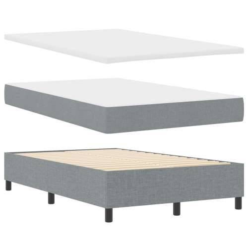 Box Spring Krevet s Madracem i Klupicom Svijetlo Sive Boje 120x200 cm Tkanina Cijena