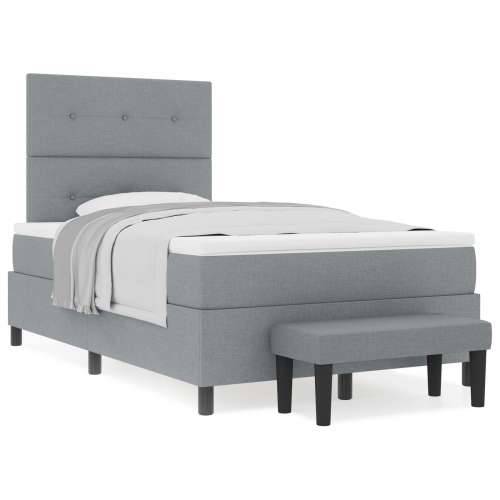 Box Spring Krevet s Madracem i Klupicom Svijetlo Sive Boje 120x200 cm Tkanina Cijena