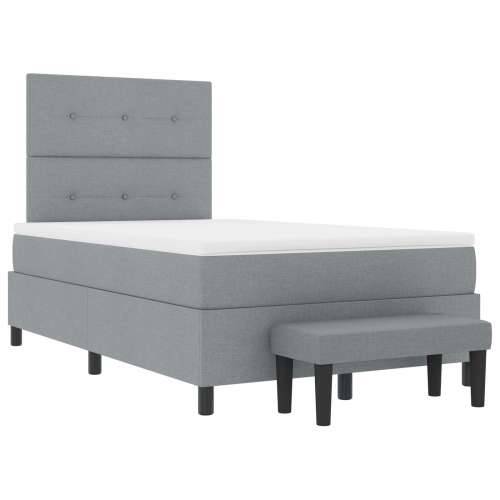 Box Spring Krevet s Madracem i Klupicom Svijetlo Sive Boje 120x200 cm Tkanina Cijena