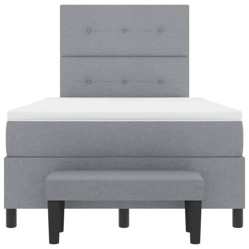 Box Spring Krevet s Madracem i Klupicom Svijetlo Sive Boje 120x200 cm Tkanina Cijena