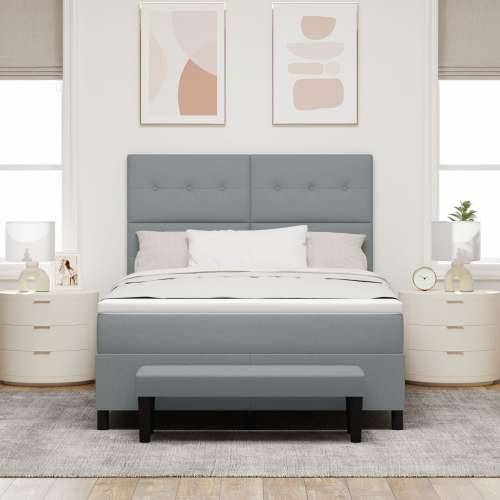 Krevet s boxspringom s madracem i klupom svijetlo siva 140x200 cm tkanina Cijena