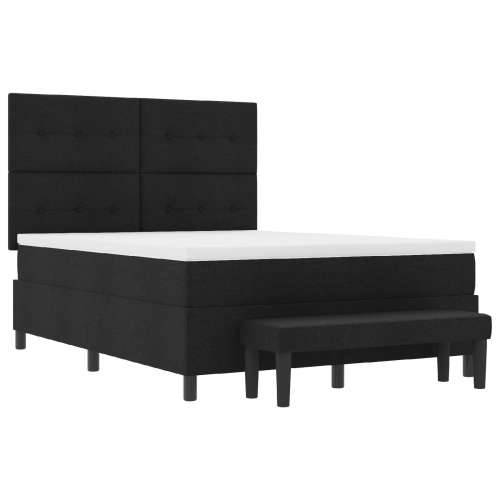 Krevet s box springom, madracem i klupom crne boje 140x200 cm - tkanina Cijena