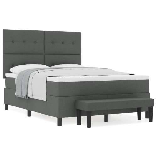 Box Spring krevet s madracem i klupom tamno siva 160x200 cm tkanina Cijena