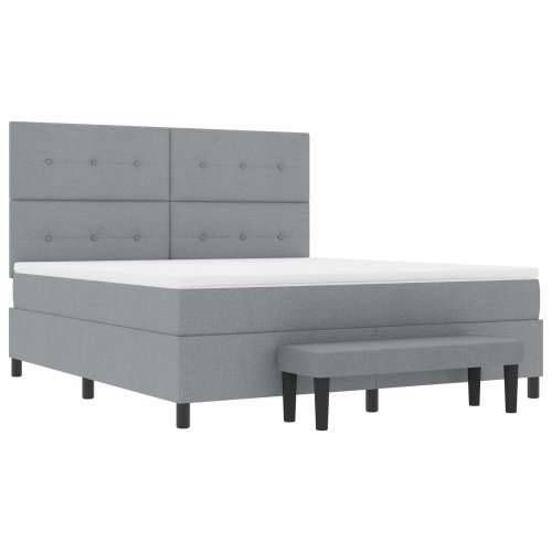 Krevet s box springom s madracem i klupom svjetlosivi 180x200 cm tkanina Cijena