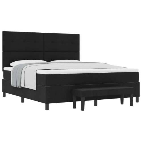 Box Spring Krevet s Madracem i Klupom Crni 180x200 cm Tkanina Cijena
