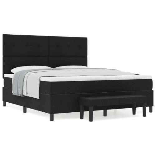 Box Spring Krevet s Madracem i Klupom Crni 180x200 cm Tkanina Cijena