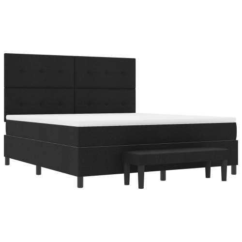 Box Spring Krevet s Madracem i Klupom Crni 180x200 cm Tkanina Cijena