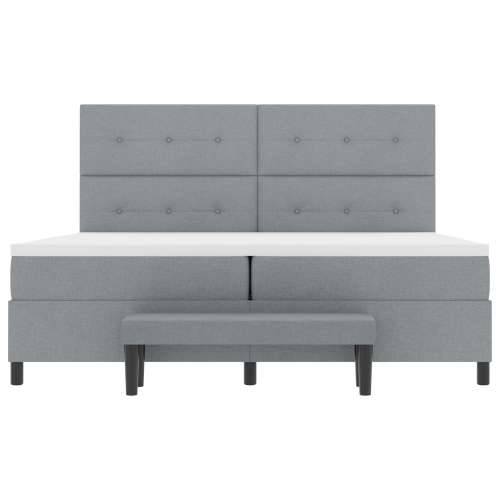 Box Spring Krevet s Madracem & Klupom Svjetlosiva 200x200 cm Tkanina Cijena