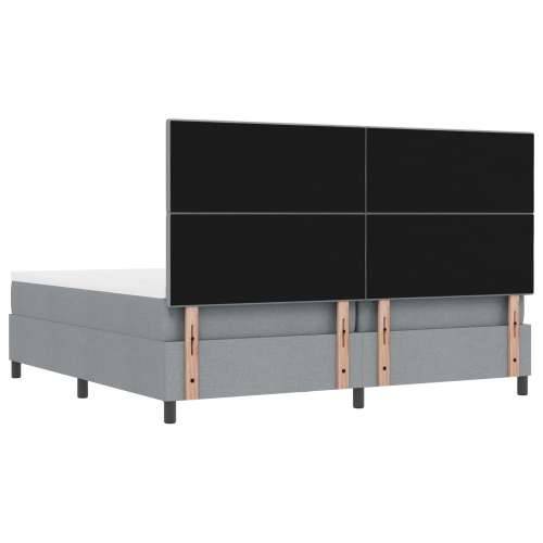 Box Spring Krevet s Madracem & Klupom Svjetlosiva 200x200 cm Tkanina Cijena