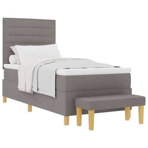 Opružni krevet s madracem i klupicom Taupe 100x200 cm Tkanina Cijena
